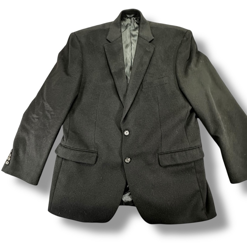 Lauren Ralph Lauren 100% Camel Hair Black 2-Button Blazer Sport Coat 44R